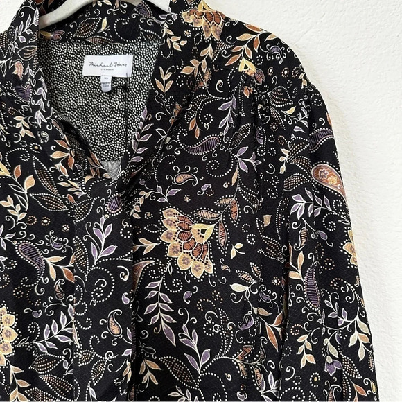 Michael Stars Alexei Printed Bow Front Button-Down Shirt in 3X - New! - Picture 9 of 9